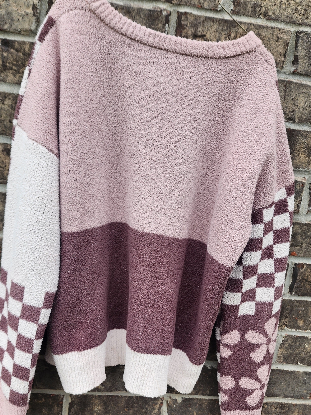 Mauve And Pink abstract Floral-Pattern Sweater - Picture 4 of 7